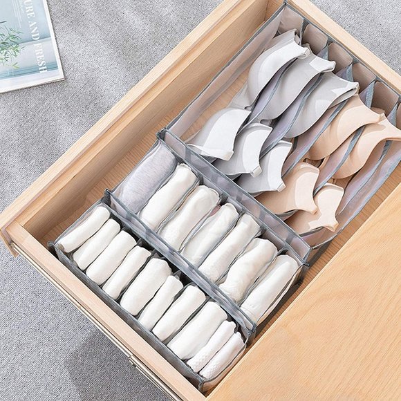 NEW Grey 3Pcs Foldable Underwear Organizer Storage - Picture 2 of 3